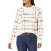 Cable Stitch Women’s Plaid Jacquard Sweater – Crewneck Raglan Long Sleeve Check Cotton Blend Ribbed Pullover Top(Multi Ivory)