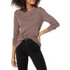 Cable Stitch Women’s Pointelle Inset Sweater – Long Sleeve Crewneck Lace Crochet Knit Pullover Top(Ash Brown)