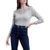 Cable Stitch Women’s Pointelle Inset Sweater – Long Sleeve Crewneck Lace Crochet Knit Pullover Top(Heather Grey)