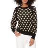 Cable Stitch Women’s Polka Dot/Checkered Pattern Sweater – Raglan Long Sleeve Crewneck Pullover Top(Black/Caramel)
