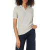 Cable Stitch Women’s Polo Neck Short Sleeve Sweater Top – V-Neck Solid Color Textured Knit Pullover(Heather Grey)