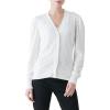 Cable Stitch Women’s Puff Sleeve Lightweight Cardigan – V-Neck Long Sleeve Button Front Solid Color Sweater(Ivory)