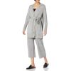 Cable Stitch Women’s Relaxed Fit Belt Robe Cardigan – Open Front Long Sleeve Lounge Wrap Knit Cover-Up Sweater Coatigan(Heather Grey)