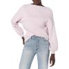 Cable Stitch Women’s Ribbed Blouson Sleeve Sweater – Boat Neck Long Sleeve Drop Shoulder Solid Color Pullover Knit Top(Lilac Pink)