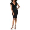 Cable Stitch Women’s Sleeveless V-Neck Ruffle Dress – Bodycon Fitted Solid Color Cocktail Sweater Knit Dress(Black)