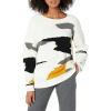 Cable Stitch Women’s Vintage Intarsia Pullover Sweater – Crewneck Long Sleeve Geometric Pattern Top(Multi-cream)