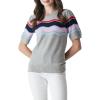 Cable Stitch Women’s Zig Zag Stitch Short Sleeve Sweater – Crewneck Soft Cotton Pullover Knit Top(Multi-grey)