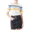 Cable Stitch Women’s Zig Zag Stitch Short Sleeve Sweater – Crewneck Soft Cotton Pullover Knit Top(Multi-ivory)