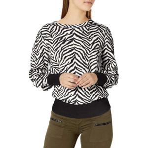 Cable Stitch Women’s Animal Jacquard Blouson Sleeve Sweater – Crewneck Long Sleeve Soft Cotton Pattern Pullover Top(Black/White)