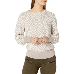 Cable Stitch Women’s Animal Jacquard Blouson Sleeve Sweater – Crewneck Long Sleeve Soft Cotton Pattern Pullover Top(Taupe/White)