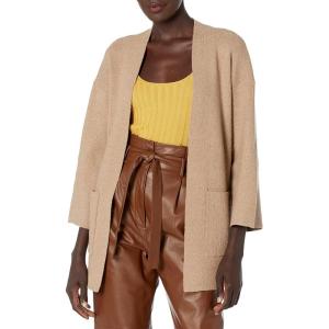 Cable Stitch Women’s Brushed Kimono Sleeve Sweater Cardigan – Open Front Wide Long Sleeve Coatigan with Pockets(Marled Camel)