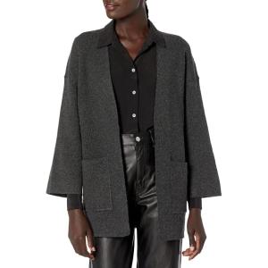 Cable Stitch Women’s Brushed Kimono Sleeve Sweater Cardigan – Open Front Wide Long Sleeve Coatigan with Pockets(Marled Charcoal)