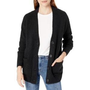 Cable Stitch Women’s Cozy Oversized Patch Pocket Cardigan – V-Neck Long Sleeve Button Front Sweater Coatigan(Black)