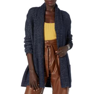 Cable Stitch Women’s Cozy Shawl Cardigan – Open Front Long Sleeve Sweater Cover-Up Knit Coatigan with Pockets(Navy)