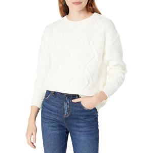 Cable Stitch Women’s Diamond Cable Crewneck Sweater – Long Sleeve Pullover Top(Ivory)