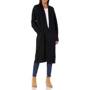 Cable Stitch Women’s Double Faced Open Front Cardigan – Contrast Colors Long Sleeve Sweater Coat with Pockets(Black)