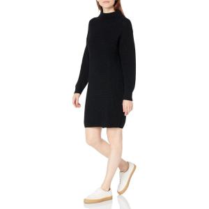 Cable Stitch Women’s Fisherman Stitch Sweater Dress – Mock Neck Long Sleeve Drop Shoulder Oversized Rib Knit Tunic Dress(Black)