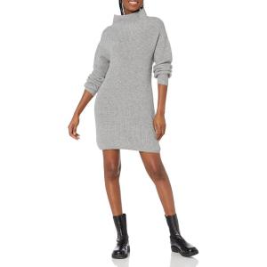 Cable Stitch Women’s Fisherman Stitch Sweater Dress – Mock Neck Long Sleeve Drop Shoulder Oversized Rib Knit Tunic Dress(Heather Grey)