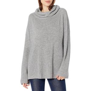 Cable Stitch Women’s Funnel Neck Oversized Sweater – Wide Cuff Long Sleeve Loose Fit Solid Color Pullover Top(Heather Grey)