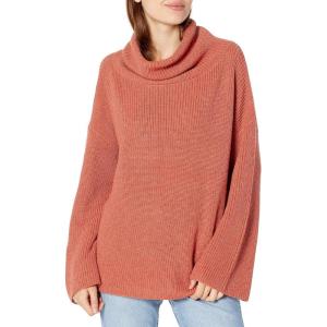 Cable Stitch Women’s Funnel Neck Oversized Sweater – Wide Cuff Long Sleeve Loose Fit Solid Color Pullover Top(Rust)