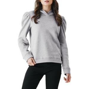 Cable Stitch Women’s Hooded Puff Shoulder Sweatshirt(Heather Grey)