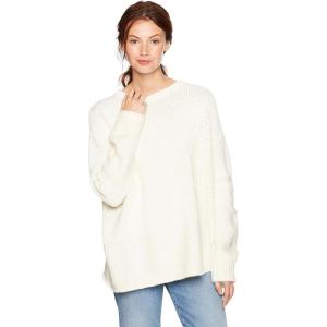 Cable Stitch Women’s Mixed Stitch Long-Sleeve Oversized Sweater – Soft Crewneck Slouchy Casual Pullover Top(Winter White)