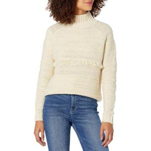 Cable Stitch Women’s Mixed Stitch Turtleneck Sweater – Mock Neck Fringe Raglan Long Sleeve Pullover Solid Color Top(Ivory)