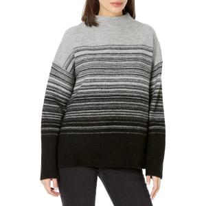 Cable Stitch Women’s Mock Neck Cozy Sweater – Oversized Soft Long Sleeve Drop Shoulder High Low Hem Slouchy Pullover Top(Grey/Black)