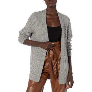 Cable Stitch Women’s Open Front Cable Cardigan – Long Sleeve Lightweight Sweater Knit Cover-Up(Heather Grey)