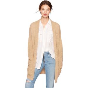 Cable Stitch Women’s Open Front Waffle Stitch Knit Cardigan – Long Sleeve Casual Sweater Coat with Pockets(Camel)