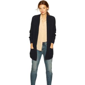 Cable Stitch Women’s Open Front Waffle Stitch Knit Cardigan – Long Sleeve Casual Sweater Coat with Pockets(Navy)
