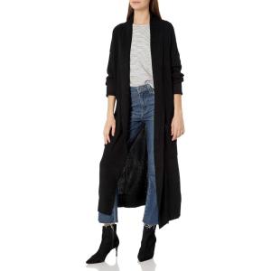 Cable Stitch Women’s Open Placket Long Cardigan – Open Front Long Sleeve Sweater Coat with Pockets(Black)