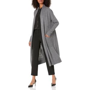 Cable Stitch Women’s Open Placket Long Cardigan – Open Front Long Sleeve Sweater Coat with Pockets(Heather Grey)