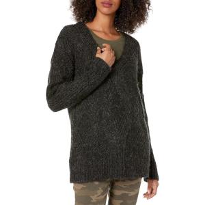 Cable Stitch Women’s Oversized Argyle Tunic Sweater – V-Neck Drop Shoulder Long Sleeve Loose Pullover Top(Charcoal)