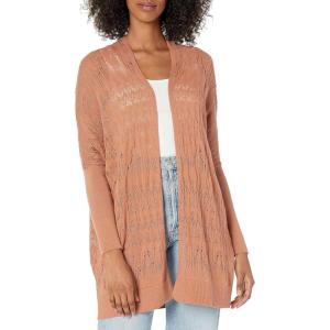 Cable Stitch Women’s Oversized Lightweight Cardigan – Open Front Drop Shoulder Pointelle Stitch Knit Cover-up(Nutmeg)