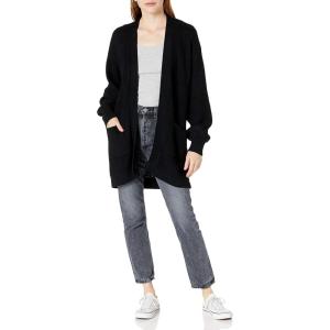 Cable Stitch Women’s Oversized Open Front Sweater Cardigan with Pockets – Long Sleeve Rib Knit Coatigan(Black)
