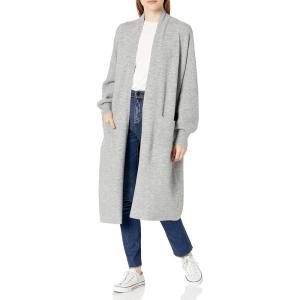 Cable Stitch Women’s Patch Pocket Long Maxi Cardigan – Open Front Long Blouson Sleeve Oversized Coatigan Sweater Cover-Up(Heather Grey)