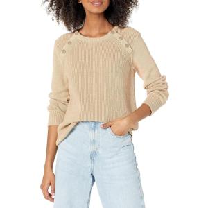 Cable Stitch Women’s Raglan Long Sleeve Shaker Stitch Pullover Sweater – Fisherman Rib Knit Crewneck Cotton Top(Marled Camel)