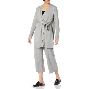 Cable Stitch Women’s Relaxed Fit Belt Robe Cardigan – Open Front Long Sleeve Lounge Wrap Knit Cover-Up Sweater Coatigan(Heather Grey)