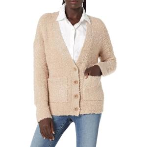 Cable Stitch Women’s Soft Relaxed Fit Boucle Sweater Cardigan – V-Neck Long Sleeve Button Front Sweater Coatigan with Pockets(Camel)