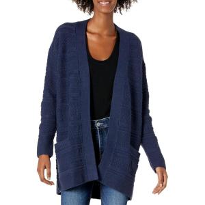 Cable Stitch Women’s Textured Tunic Cardigan – Open Front Long Sleeve Knit Cover-up Sweater with Pockets(Navy)