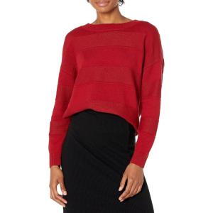 Cable Stitch Women’s Tie Back Sweater – Crewneck Long Sleeve Textured Striped Solid Color Pullover Knit Top(Rouge)