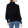 Cable Stitch Women’s Bishop Sleeve Mock Neck Sweater Black X-Small