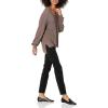 Cable Stitch Women’s Bishop Sleeve V-Neck Sweater Top – Shaker Knit Solid Color Long Sleeve Pullover(Ash Brown)