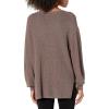 Cable Stitch Women’s Bishop Sleeve V-Neck Sweater Top – Shaker Knit Solid Color Long Sleeve Pullover(Ash Brown)