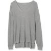 Cable Stitch Women’s Bishop Sleeve V-Neck Sweater Top – Shaker Knit Solid Color Long Sleeve Pullover(Heather Grey)