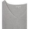 Cable Stitch Women’s Bishop Sleeve V-Neck Sweater Top – Shaker Knit Solid Color Long Sleeve Pullover(Heather Grey)