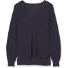 Cable Stitch Women’s Bishop Sleeve V-Neck Sweater Top – Shaker Knit Solid Color Long Sleeve Pullover(Navy)