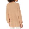 Cable Stitch Women’s Bishop Sleeve V-Neck Sweater Top – Shaker Knit Solid Color Long Sleeve Pullover(Nutmeg)