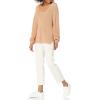 Cable Stitch Women’s Bishop Sleeve V-Neck Sweater Top – Shaker Knit Solid Color Long Sleeve Pullover(Nutmeg)